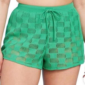 Wild Fable Green High Waist Mesh Shorts